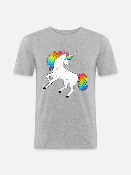 Einhorn - Männer Slim Fit T-Shirt - Grau meliert
