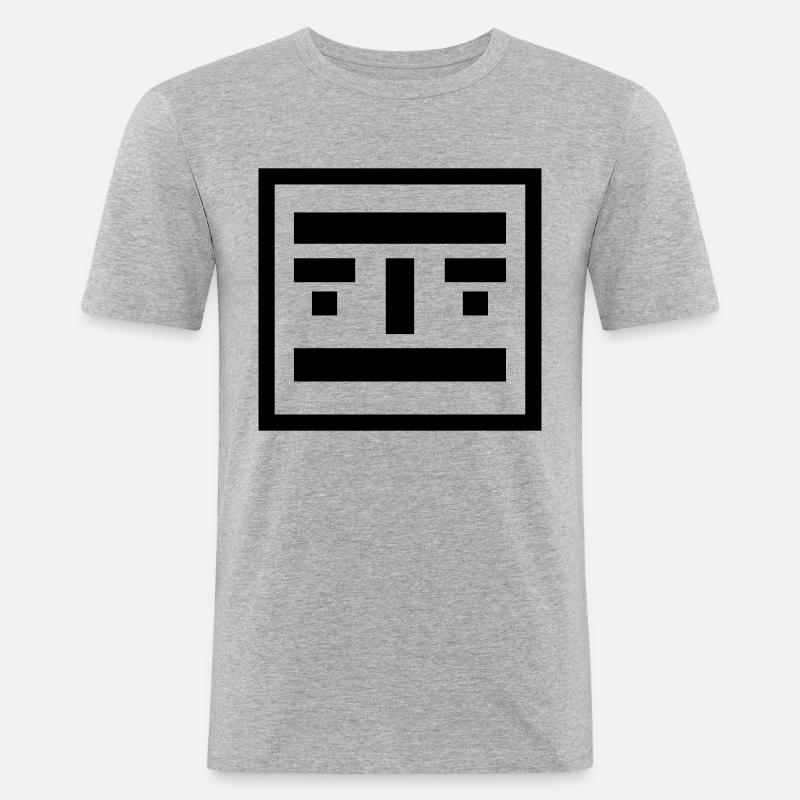 Roboter Gesicht Minimal - Männer Slim Fit T-Shirt - Grau meliert