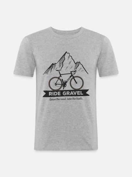 Ride Gravel Bike for Cyclocross and Bikepacking - Men's Slim Fit T-Shirt - heather grey