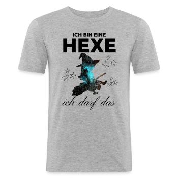 Ich bin eine HEXE ich darf das - Männer Slim Fit T-Shirt - Grau meliert - Vorne - Nik (191cm)