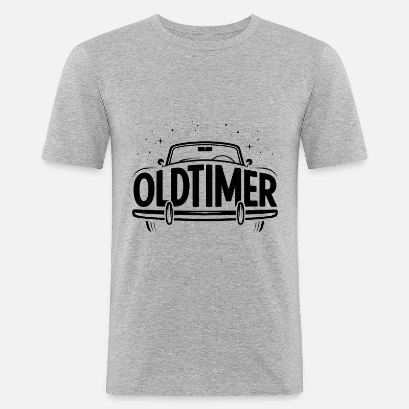 Oldtimer - Cooles Auto-Logo - Männer Slim Fit T-Shirt - Grau meliert
