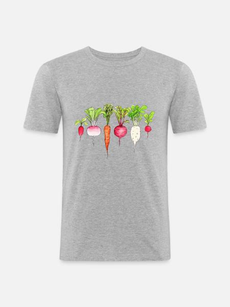 Root vegetables Radishes Carrot beetroot Radish - Men's Slim Fit T-Shirt - heather grey