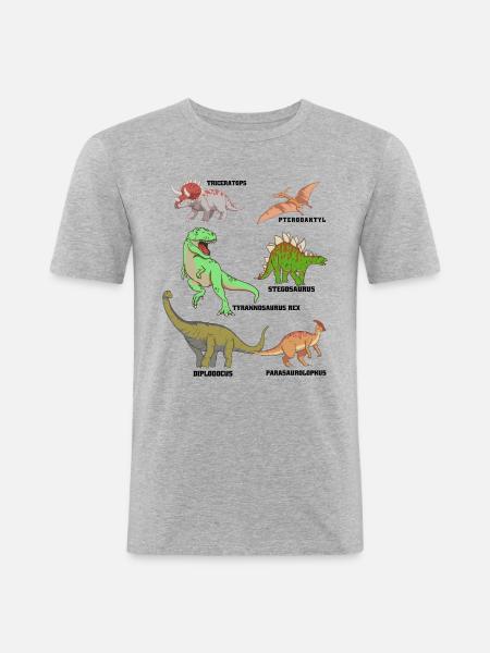 Dinosaurier Arten - Männer Slim Fit T-Shirt - Grau meliert