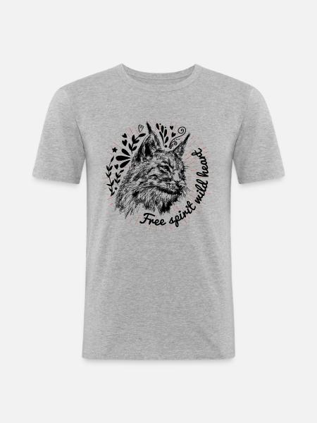 libre cœur sauvage - T-shirt près du corps Homme - gris chiné