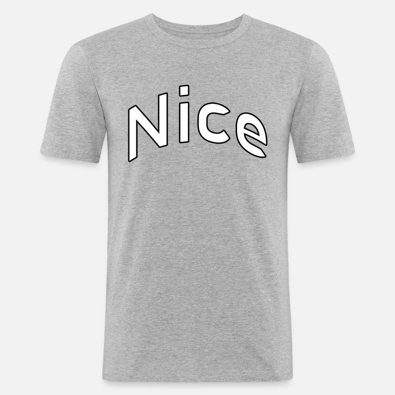 Nice - Männer Slim Fit T-Shirt - Grau meliert