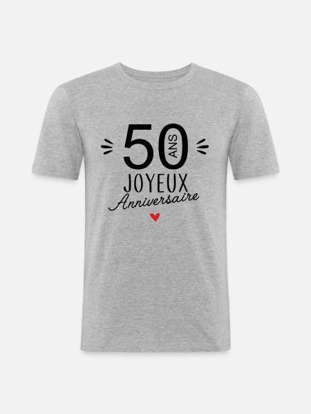 Joyeux anniv 50 ans - T-shirt près du corps Homme - gris chiné