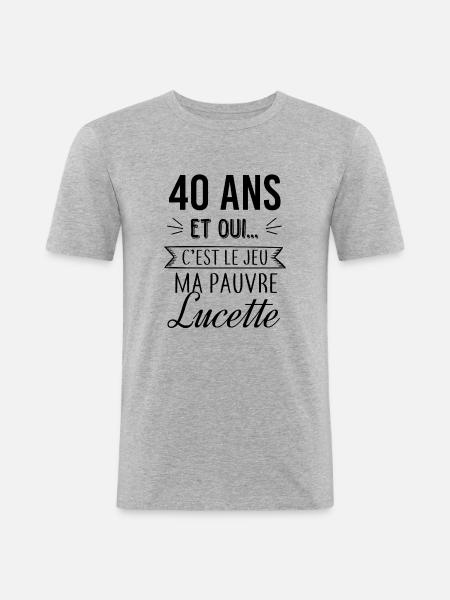 Pauvre Lucette 40 ans - T-shirt près du corps Homme - gris chiné
