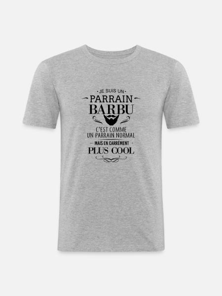 Parrain barbu - T-shirt près du corps Homme - gris chiné