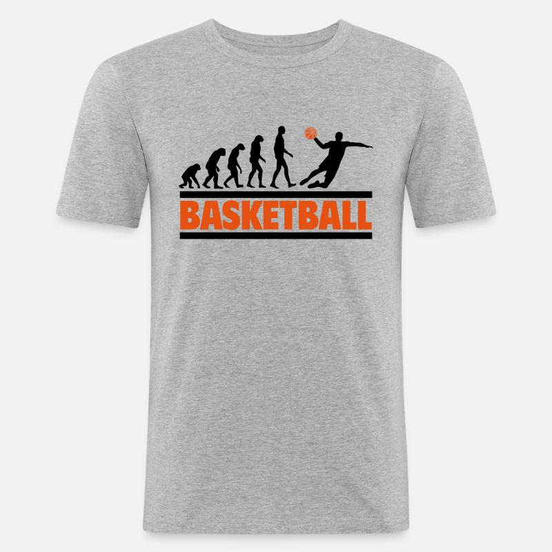 Évolution vers le basketteur - T-shirt près du corps Homme - gris chiné
