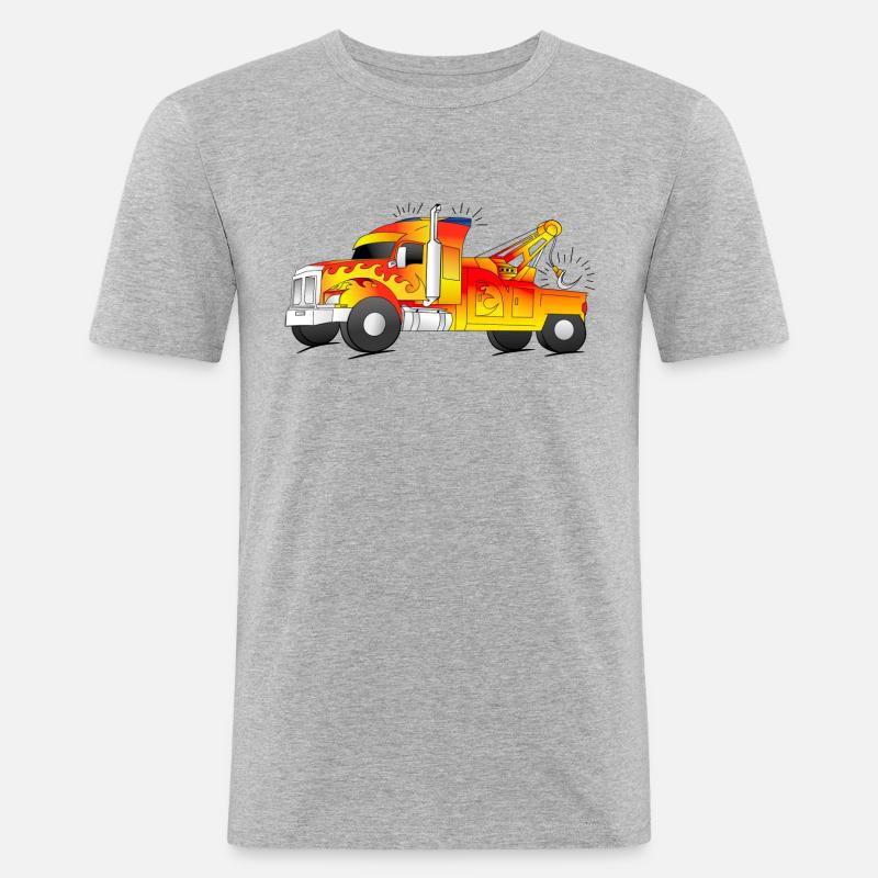 cooler Abschleppwagen Abschlepper LKW - Männer Slim Fit T-Shirt - Grau meliert