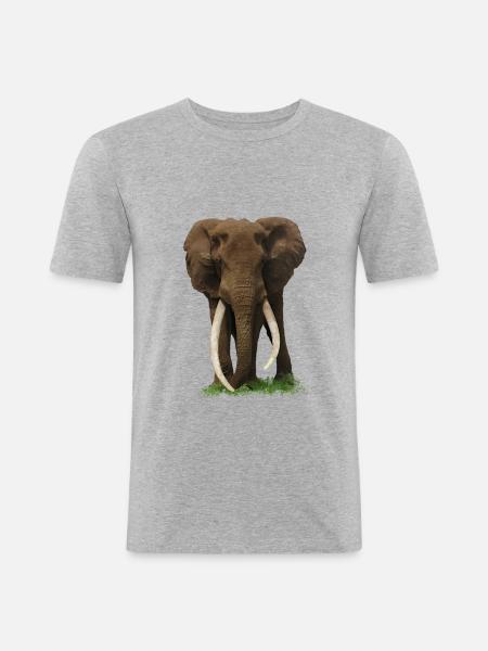 Elefant - Kenia - Afrika - Männer Slim Fit T-Shirt - Grau meliert