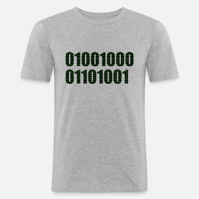 Binary code "Hi" - Men's Slim Fit T-Shirt - heather grey