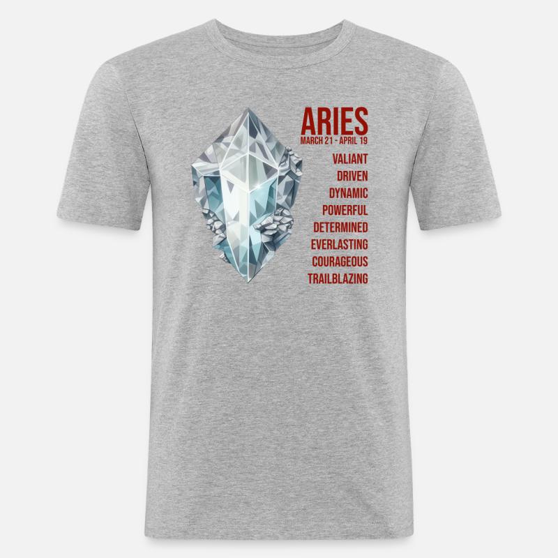Sternzeichen Edelsteine: Widder, Diamant - Männer Slim Fit T-Shirt - Grau meliert