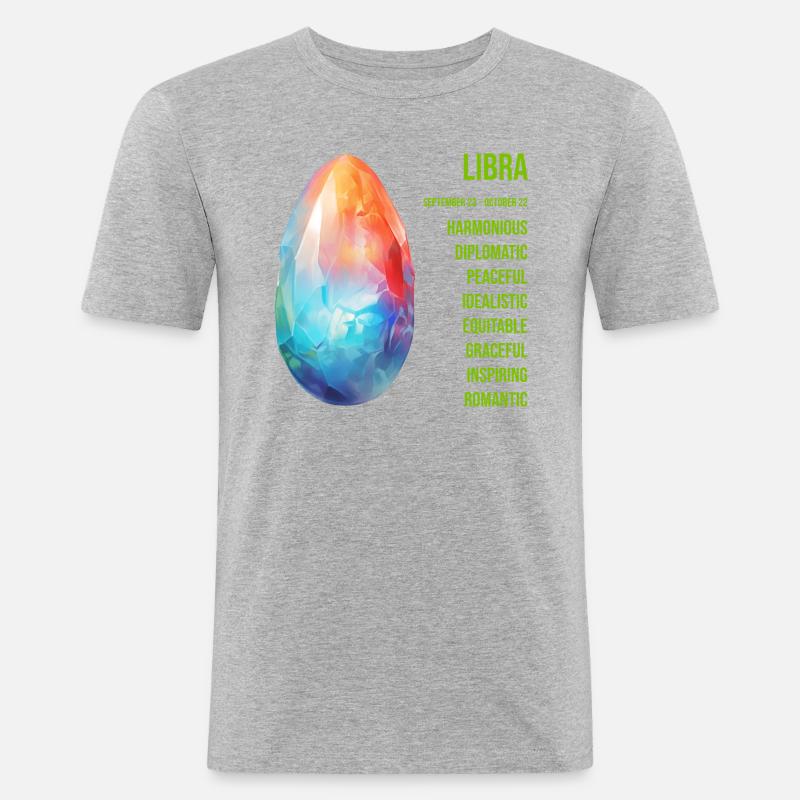 Sternzeichen Edelsteine: Waage, Opal - Männer Slim Fit T-Shirt - Grau meliert