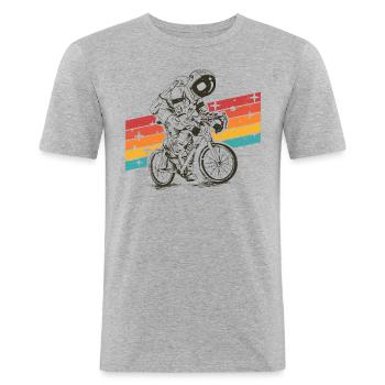 Astro Cyclist - Männer Slim Fit T-Shirt - Grau meliert - Vorne - Nik (191cm)