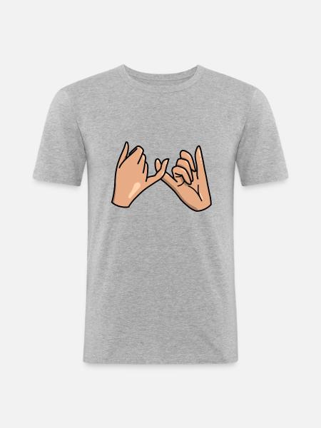 Pinkie oath best friends - Men's Slim Fit T-Shirt - heather grey
