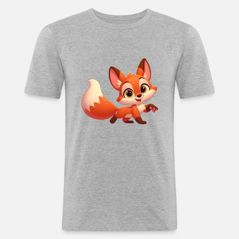 Fuchs 7 - Männer Slim Fit T-Shirt - Grau meliert