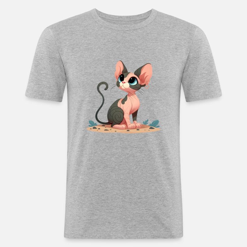 Sphynx 3 - Männer Slim Fit T-Shirt - Grau meliert