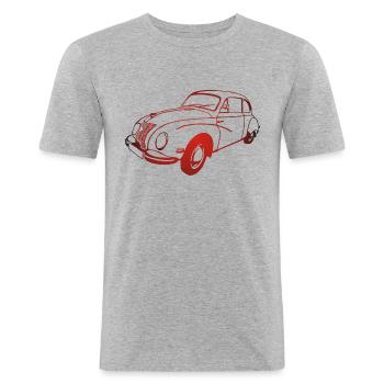 IFA F9 EMW 309 - Männer Slim Fit T-Shirt - Grau meliert - Vorne - Nik (191cm)