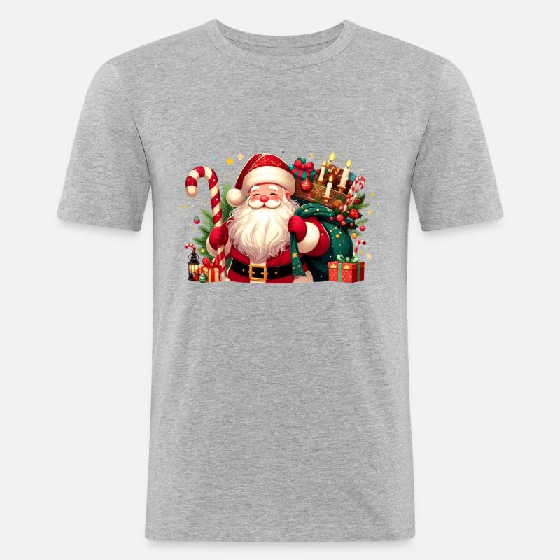 Santa Fun 9 - Männer Slim Fit T-Shirt - Grau meliert