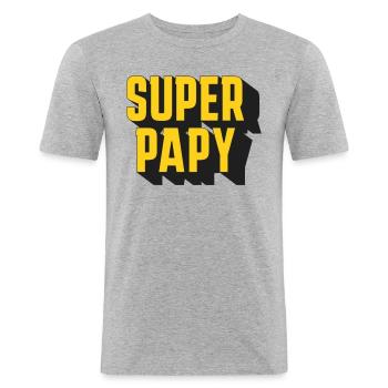 GREAT PAPY! - Men's Slim Fit T-Shirt - heather grey - Front - Nik (191cm)