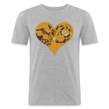 Cœur de Mécano Passionné - T-shirt près du corps Homme - gris chiné - Devant - Nik (191cm)
