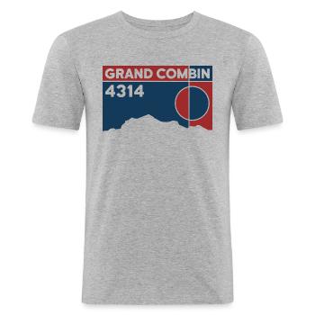 Grand Combin Overschrijding van de skitour Hoogte Souvenir - Mannen slim fit T-shirt - grijs gemêleerd - Voor - Nik (191cm)