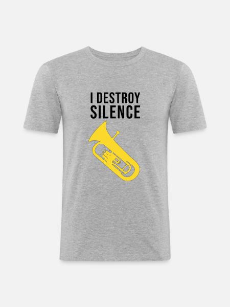 Euphonium - I DESTROY SILENCE - Men's Slim Fit T-Shirt - heather grey