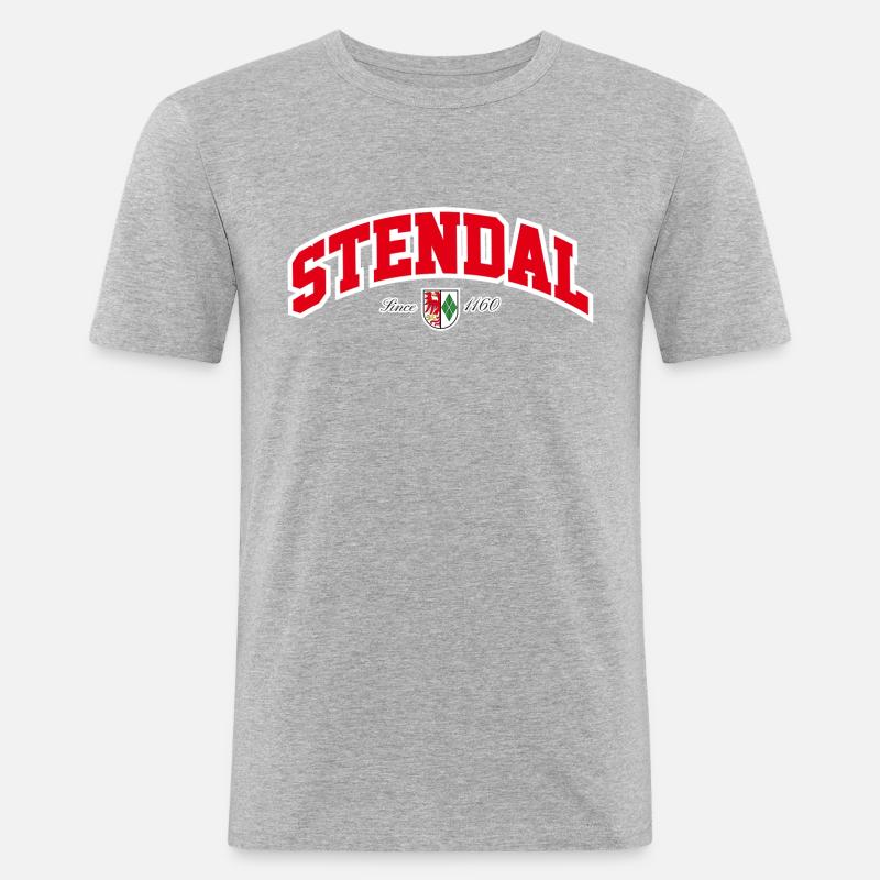 Stendal - Männer Slim Fit T-Shirt - Grau meliert