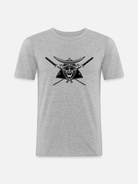 samurai - Männer Slim Fit T-Shirt - Grau meliert