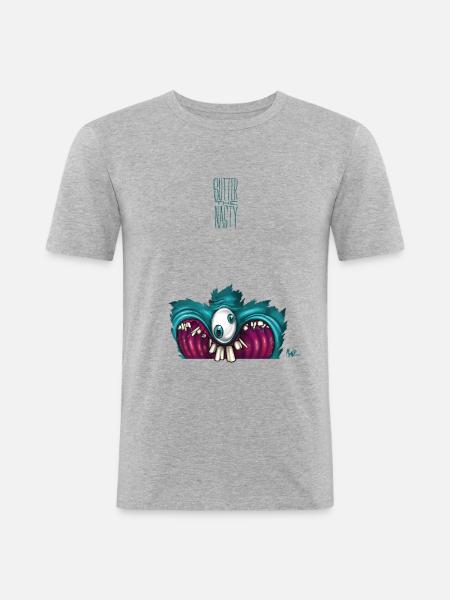 OneEyeTwoPupil[00110101] - Männer Slim Fit T-Shirt - Grau meliert