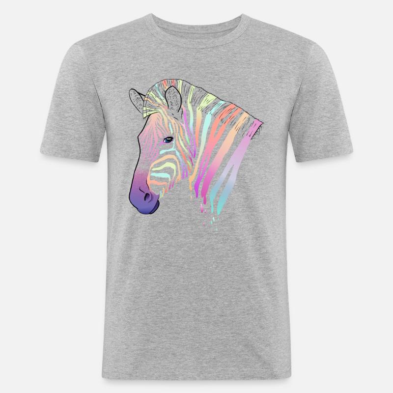 Rainbow zebra - Men's Slim Fit T-Shirt - heather grey