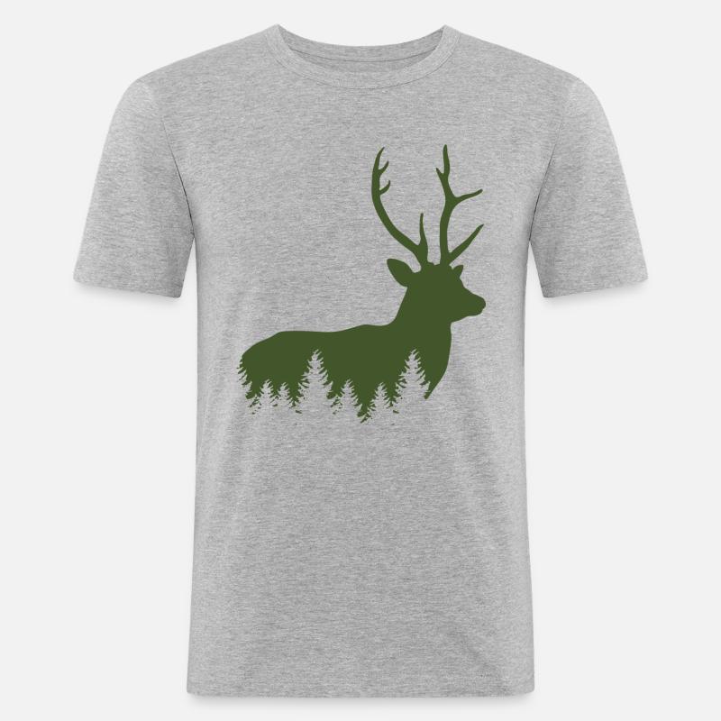 Jäger Bergsteiger Wanderer Hirsch - Männer Slim Fit T-Shirt - Grau meliert