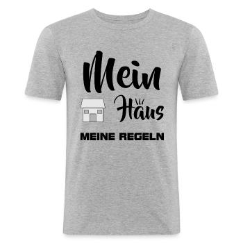 Chef - My house My rules - Men's Slim Fit T-Shirt - heather grey - Front - Nik (191cm)