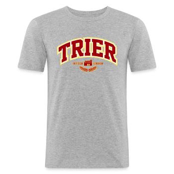 TRIER - Männer Slim Fit T-Shirt - Grau meliert - Vorne - Nik (191cm)