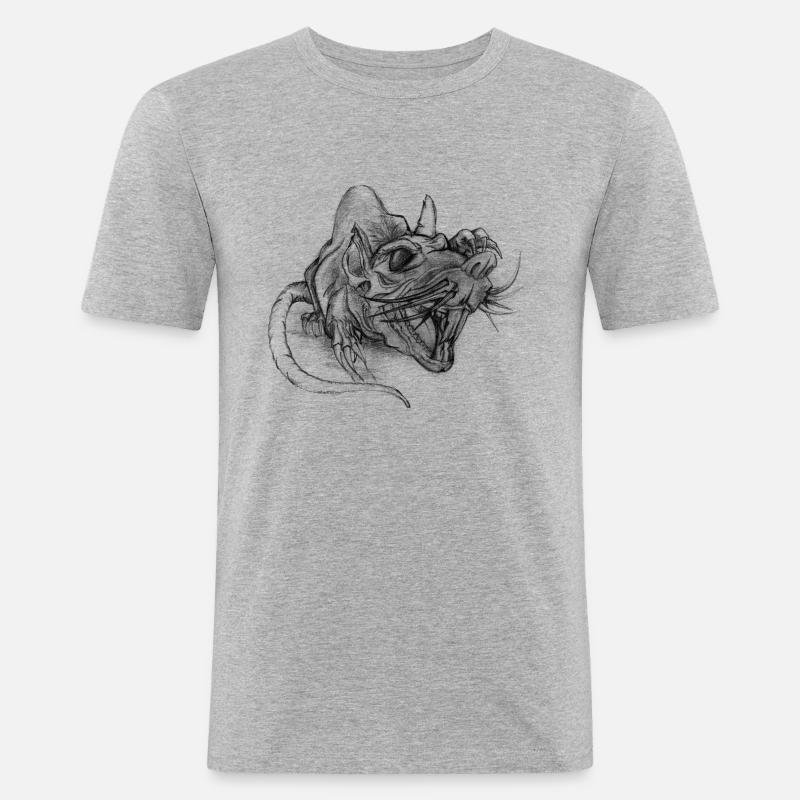 Ratte - Männer Slim Fit T-Shirt - Grau meliert