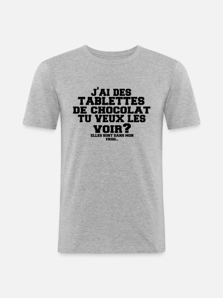 tablettes de chocolat - T-shirt près du corps Homme - gris chiné