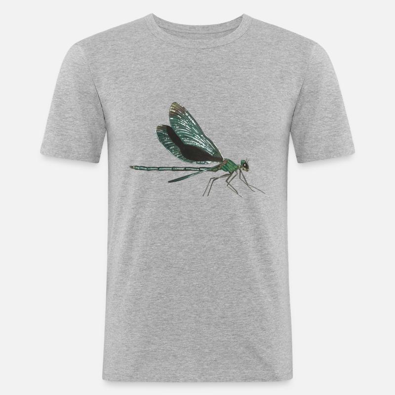 Libelle dragonfly - Männer Slim Fit T-Shirt - Grau meliert