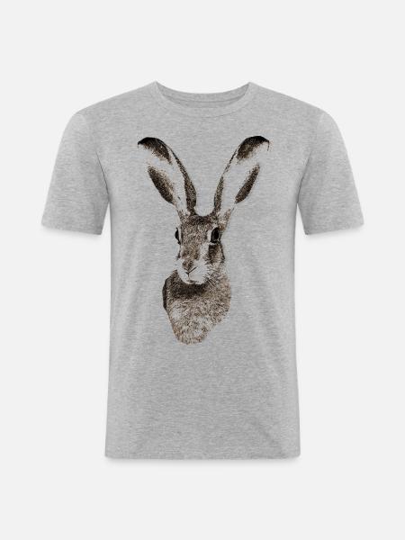 Hase - Männer Slim Fit T-Shirt - Grau meliert