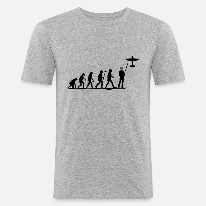 evolution modellfliegen - Männer Slim Fit T-Shirt - Grau meliert