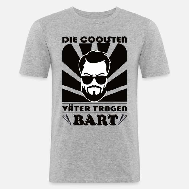 Die coolsten Väter tragen Bart - Männer Slim Fit T-Shirt - Grau meliert