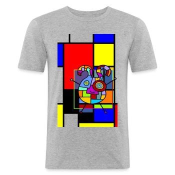 GEOMETRIC SHAPES LOVE - Men's Slim Fit T-Shirt - heather grey - Front - Nik (191cm)