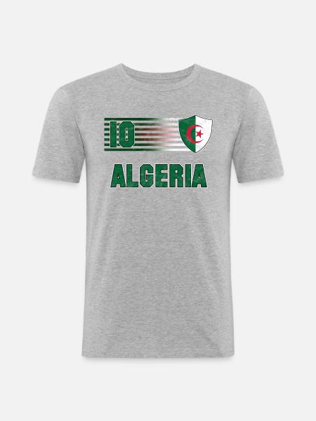 Algerien Fußball Mannschaft - Männer Slim Fit T-Shirt - Grau meliert
