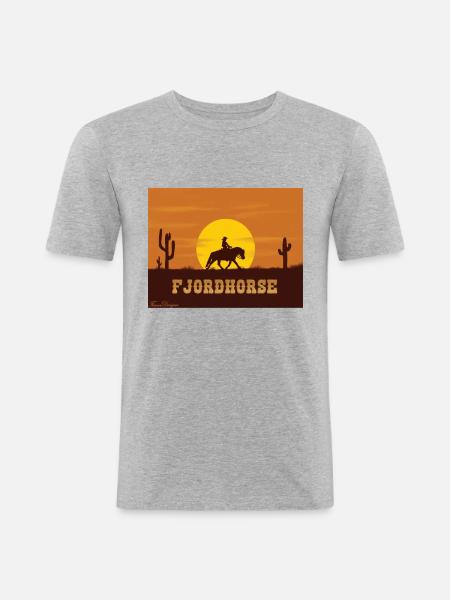 Fjordpferd Texas - Männer Slim Fit T-Shirt - Grau meliert