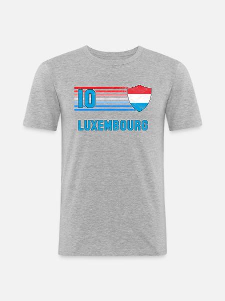 Luxemburg Fußball Mannschaft - Männer Slim Fit T-Shirt - Grau meliert