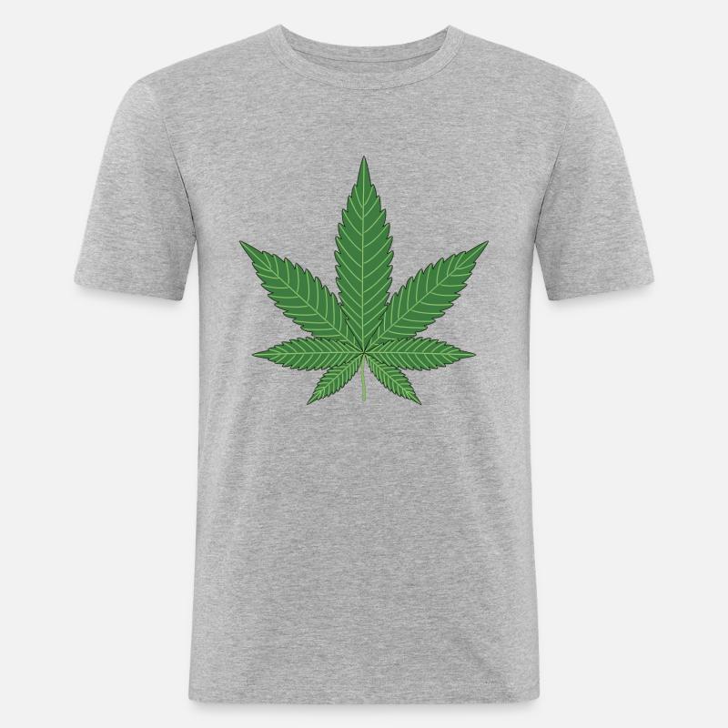 Hanfblatt Geschenk Idee - Männer Slim Fit T-Shirt - Grau meliert