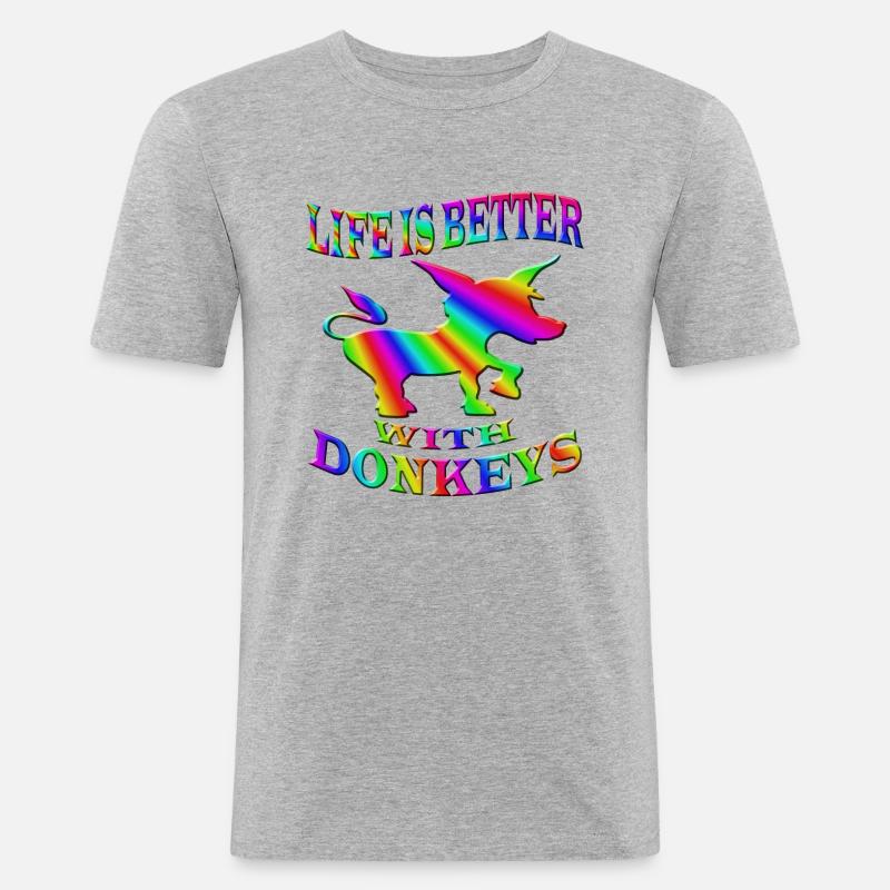 Esel - Männer Slim Fit T-Shirt - Grau meliert