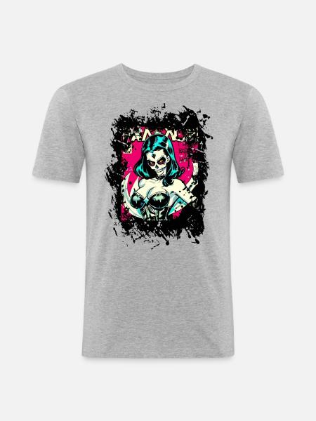 Retro Comic Girl - Men's Slim Fit T-Shirt - heather grey