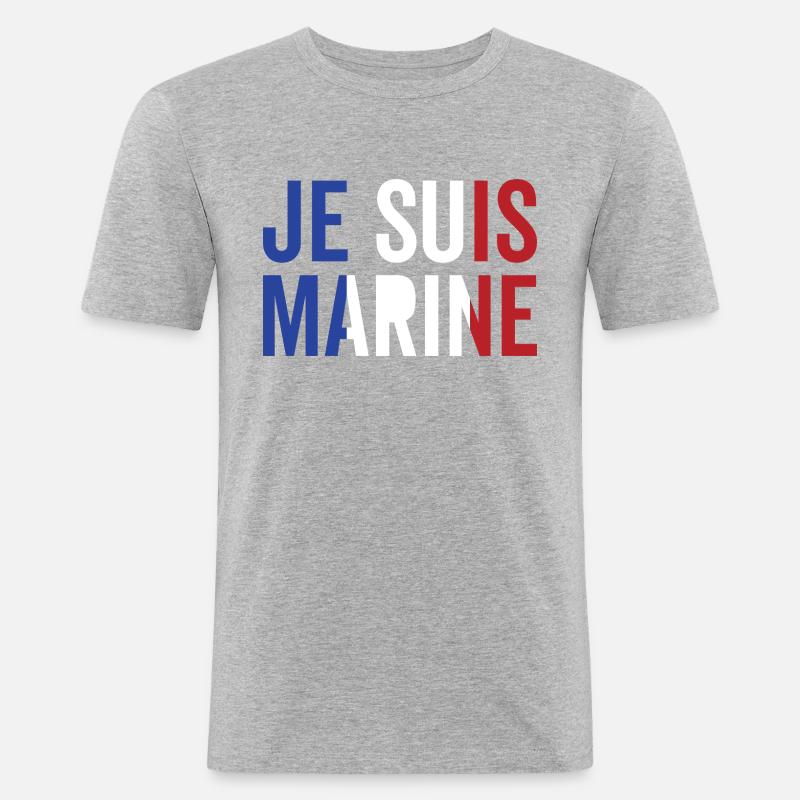 Ich bin Marine - Männer Slim Fit T-Shirt - Grau meliert