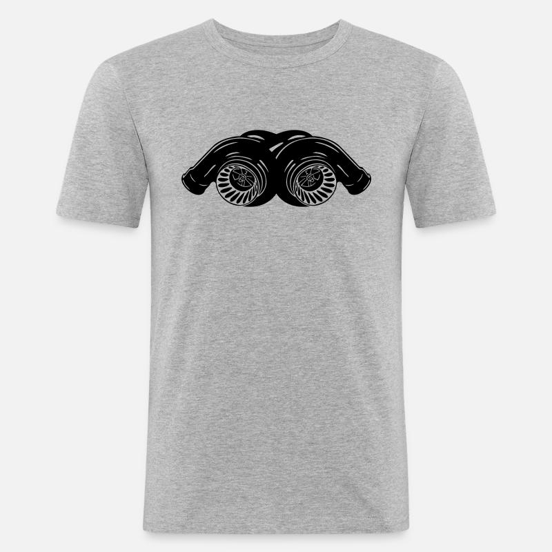 BiTURBO - Männer Slim Fit T-Shirt - Grau meliert